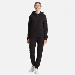 Rossignol Full-zip Hette Logo Bomull Sweatshirt Svarte | VOJWSX409