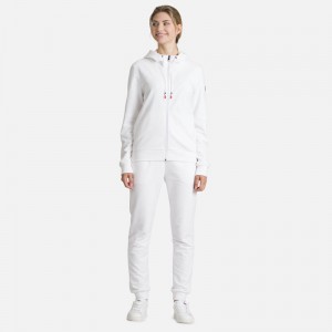 Rossignol Full-zip Hette Logo Bomull Sweatshirt Hvite | HNGPSU795