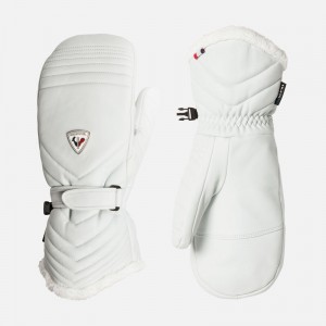 Rossignol Select Lær Vanntette Ski Mittens Hvite | HSFQVD867