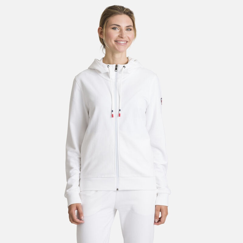 Rossignol Full-zip Hette Logo Bomull Sweatshirt Hvite | HNGPSU795