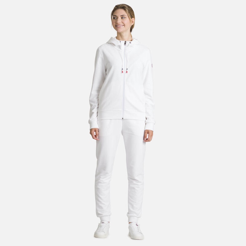 Rossignol Full-zip Hette Logo Bomull Sweatshirt Hvite | HNGPSU795