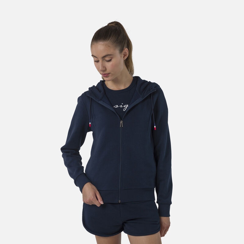 Rossignol Full-zip Hette Logo Fleece Sweatshirt Darknavy 715 | UMHKAT037