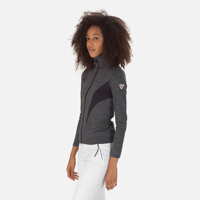 Rossignol React Merino Full-zip Mellomlag Svarte | VWOCNG837